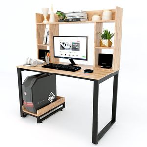 Benchtop CPU Stand with Wood Rubberwood Shelf - Product Image 1