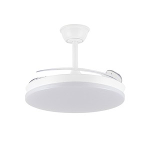 Ventilador de techo CCT con 3 aspas retráctiles y luz, 45W 440 Lm, Blanco lechoso (Cristal Record 85-115-42-000) - Product Image 4