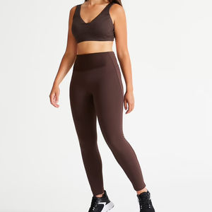 Pantalon de Yoga de gymnastique taille haute pour femmes bouton Logo personnalisé vêtements de Fitness respirants décontracté sans couture Spandex Polyester cordon de serrage - Product Image 2