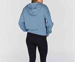 French Terry เสื้อกันหนาวมีฮู้ดกลางแจ้ง, เสื้อฮู้ดกันหนาวแบบหนาเสื้อออกกำลังกายโยคะลำลองระบายอากาศได้ดีมีฮู้ดฤดูหนาวสำหรับเด็กผู้หญิง - Product Image 2