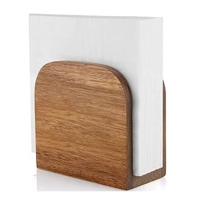 Servilletero de madera hecho a mano de lujo con asa soporte de pañuelos de madera utilizado para la decoración de la Mesa - Product Image 3