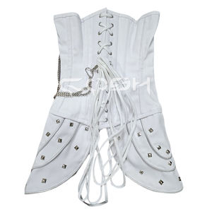 Corset blanc tendance de haute qualité avec fermetures éclair et clous décoratifs - Product Image 2