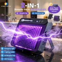 Projecteur solaire LED ETD-2520 avec tue-moustiques UV intégré 2-en-1, lampe rechargeable d'urgence pour jardin