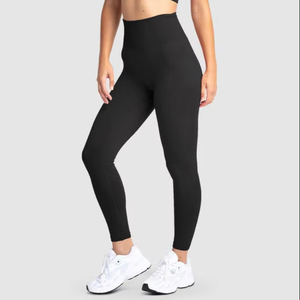 High Quality Women's Gym Pants Solid Color High-Waisted <b>Leggings</b> for Active Wear Workout Yoga Fitness Breathable & Casual Style. - Product Image 6