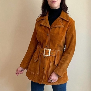 High Quality Vintage 70s Sheep Belted Coat Boho Brown Winter <b>Jacket</b> Pockets Retro <b>Western</b> Style Windproof Button Outerwear Women - Product Image 6