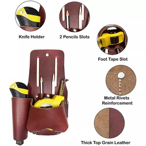Porte-outil en cuir personnalisé, ceinture, ruban à mesurer, pochette à outils rétro, étui pour couteau de poche, organisateur, vente en gros - Product Image 5