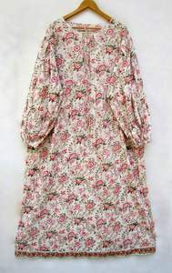 เดรสแม็กซี่พิมพ์ลายดอกไม้วินเทจสำหรับผู้หญิงชุดเดรสยาวลำลองพิมพ์ลายดอกไม้ฤดูใบไม้ผลิกระดุมยาวธรรมชาติ - Product Image 3