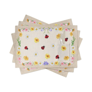 Utilisation quotidienne 100% coton brodé minimaliste 13x19 150 GSM léger certifié GOTS fait à la main en Inde tapis de Table livraison directe - Product Image 5