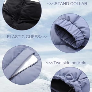 Veste matelassée d'hiver de haute qualité pour hommes avec col montant à capuche manteaux d'extérieur décontractés en coquille de cachemire - Product Image 4