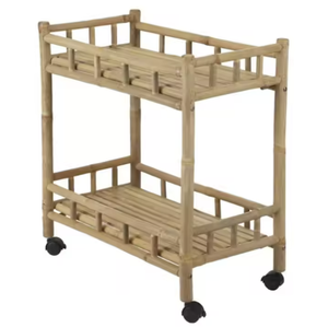 Carro de postre de bambú de 4 ruedas para interior/exterior, cocina, apartamento, comedor, sala de estar, dormitorio, baño, patio, uso en taller - Product Image 2