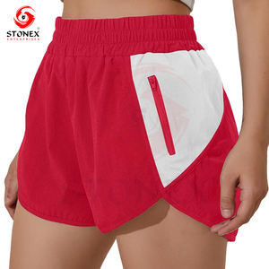 Short de course sport taille haute pour femme avec poches exercice Fitness Stretch Training Yoga Shorts Running - Product Image 1