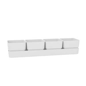 Piantatrice rettangolare dal Design moderno con 4 vasi di fiori in plastica resistenti ai raggi UV per il giardino del balcone - Product Image 1