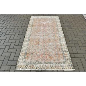 Alfombra Turca de 3.6x6.7 pies, Alfombra Vintage, Alfombra de Lana con Diseño Floral Naranja - Product Image 1