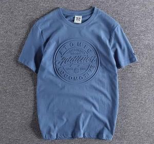 เสื้อยืดผู้ชายคุณภาพสูง ลายนูน แห้งเร็ว ระบายอากาศได้ดี ผ้าฝ้าย 100% แขนสั้น พิมพ์ลายแบบรีดร้อน ดีไซน์เรียบง่าย สวมใส่สบาย - Product Image 4