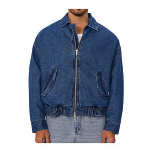 Chaqueta con cremallera de alta calidad personalizada al por mayor, ropa de calle informal, Chaquetas vaqueras lavadas con ácido Vintage para hombre - Product Image 1