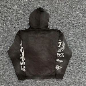 Nuevo Conjunto de Hombre 2026, Estilo Urbano Vintage, Sudadera Gruesa Vintage, Pantalones Acampanados Estilo Americano, Mangas Estampadas, Servicio OEM - Product Image 3