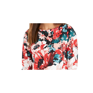 Top da Donna Charter Club con Stampa Floreale Rossa, Collo a Barchetta, Stile Casual, Logo Ricamato, Taglia XL, Realizzato in Seta e Poliestere per Signore - Product Image 2