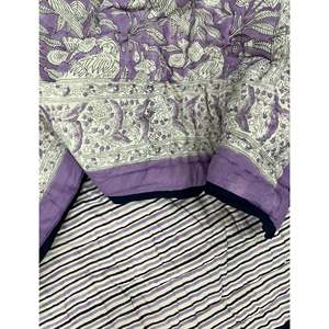 Edredón Individual de Algodón Estampado a Mano con Patrón Tradicional Kantha, Diseño de Patchwork Hecho a Mano para Bebés, Invierno y Verano, para el Hogar - Product Image 1