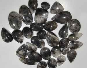 AAA H a GEMS Hermosa Gema Natural de Cuarzo Rutilado Negro, Cabujón Suelto, Cristal Curativo, Forma Ovalada, Redonda, de Pera, Tamaño Libre - Product Image 2