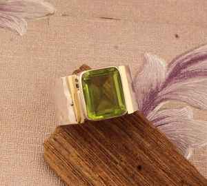 Bague de fiançailles et de mariage en argent sterling avec pierre druzy taille émeraude faite à la main, bijou vintage classique, cadeau - Product Image 4