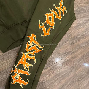 Vente en gros Pull-over personnalisé Ensemble sweat à capuche unisexe 100% coton Survêtement de sport Pantalon de survêtement et sweat-shirt Ensemble de survêtement imprimé pour hommes - Product Image 3