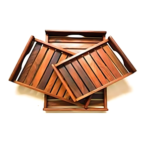 Plateau en bois pour la décoration intérieure élégante de style rustique fait à la main pour servir le petit déjeuner au café ou l'utilisation quotidienne de la table - Product Image 1