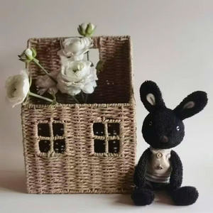 Panier mural en corde de papier charmant avec des fenêtres en grille décoratives, boîte de rangement, organisateur mural pour les jouets, les cadeaux, la chambre d'enfant - Product Image 4