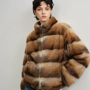 Женская однобортная куртка из меха норки с воротником-стойкой - Product Image 1