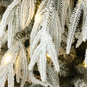 Árbol de Navidad de Lujo Preiluminado con Luces LED de 6.5 Pies, Ramas Nevadas Blancas, Árbol de Navidad con Copos de <span class=keywords><strong>Nieve</strong></span> de PE y PVC para Decoración Navideña - Product Image 3