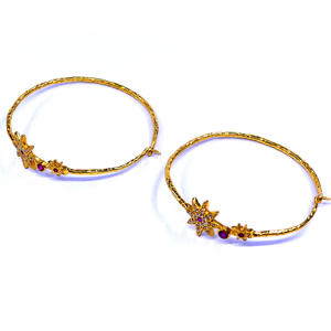 Boucles d'oreilles créoles traditionnelles en argent sterling 925 rubis blanc topaze pierres précieuses abordables à la mode style vintage - Product Image 1