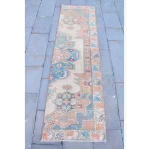 Tapis de couloir vintage 2,1 x 7,5 pieds, tapis turc orange ombré - Product Image 1