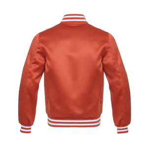 Cazadora bomber clásica de satén negro con bordado sutil y ribete acanalado de inspiración universitaria icónica hecha en Pakistán - Product Image 2