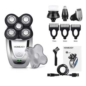 Rasoir Électrique Rechargeable USB pour Hommes, Utilisation Humide et Sèche, Fonction Rotative, Étanche IPX7, Lavable, pour Cheveux, Nez, Moustache et Barbe - Product Image 1