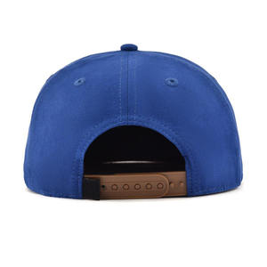 Suede Navy Snapback <b>Hat</b> with Custom Leather Logo Patch Durable <b>Flat</b> Brim Blue & Brown Colour with 6 Panels <b>Cap</b> Vietnam OEM - Product Image 4