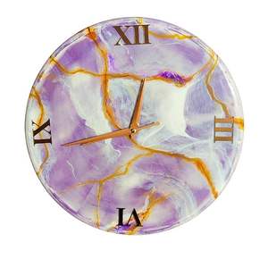 Horloge de maison de luxe, faite à la main en résine, thème océan, moderne, étanche, surdimensionnée, veilleuse, décoration de mariage, décoration de salle à manger - Product Image 5