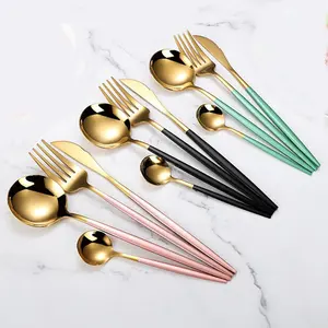Stainless Steel Colorful Modern cutlery set with Chopstick Handle Wedding Table stainless steel Silver Plated Flatware