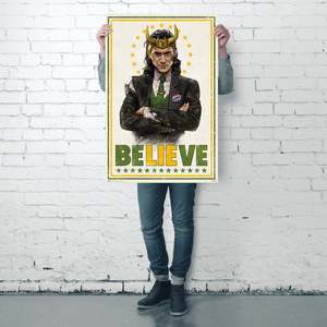 Tom Hiddleston's Loki Poster Modern Design <b>Canvas</b> <b>Wall</b> Art 'Believe' Concept - Product Image 3