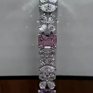 Pulsera de tenis con diamantes cultivados en laboratorio para mujer, pulsera de pera eterna de oro sólido blanco para bodas, pulseras de moissanita, brazaletes - Product Image 2