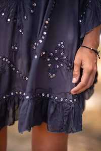 ชุดเดรสมิดิปักสไตล์โบฮีเมียนของผู้หญิงชุดทำงานเซ็กซี่เสื้อผ้าชายหาดครึ่งแขนเสื้อลำลองซักได้พิมพ์ลายขนาดฟรีไซส์ - Product Image 4