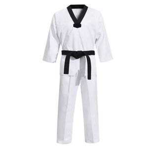 Nuevo Kimono de Taekwondo Blanco con Logotipo Frontal, Cinturón Negro, Material Transpirable de Poliéster/Algodón de 240g, Etiqueta Personalizable para Hombre - Product Image 5