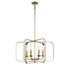 Lámpara colgante de metal de doble anillo de latón AK en artículo de lujo con acabado de latón para decoración interior de hotel y hogar - Product Image 2