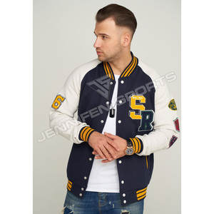 Patchs brodés Chenillie personnalisés Varsity Jacket 100% coton polaire Shell/manches, fermeture à boutons avec doublure intérieure matelassée - Product Image 3