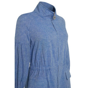 Blue <b>Denim</b> <b>Coat</b> with Drawstring Detail - Product Image 2