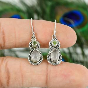 Women Fashion Jewelry Rose Quartz Gemstone <b>Earrings</b> 925 <b>Solid</b> Sterling <b>Silver</b> <b>Earrings</b> for Women & Girls Dangle <b>Silver</b> <b>Earrings</b> - Product Image 3