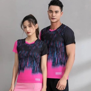 Vêtements de tennis de table à séchage rapide pour hommes femmes T-shirt de badminton à manches courtes vêtements de sport imprimés - Product Image 4