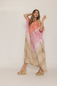 Women <b>Summer</b> Style Beach Wear Boho Hippie Short Maxi Dress Tie & Dye Resort Wear Short <b>Kaftan</b> Dress at Bulk Wholesale Prices OEM - Product Image 2