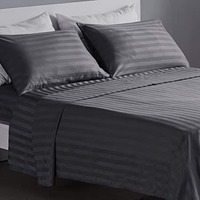 Parure de draps en coton brossé doux 100% coton, 300 fils, couleur unie, pour la maison et l'hôtel, doux pour la peau, respirant, 4 pièces, qualité supérieure