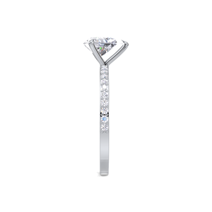 Anillo de compromiso con diamante de laboratorio de corte pera de 1 quilate para mujer, banda pavé de oro amarillo, blanco y rosa de 14 quilates, anillo de boda nupcial - Product Image 3