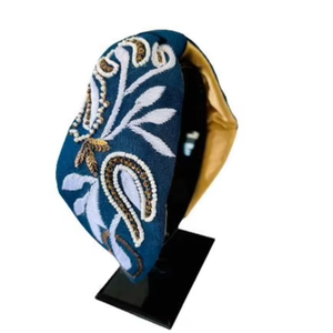 Diadema Elegante con Bordado Floral Paisley, Adornos de Cuentas, Hecha a Mano, con Nudo Bordado, Accesorio para el Cabello con Tela de Cuentas 2026 - Product Image 1