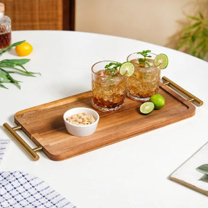 Jarrón de Mesa Moderno de Madera de Acacia al por Mayor con Textura Mate, Diseño Personalizable y Platos de Melamina de Saniya Handicraft - Product Image 2